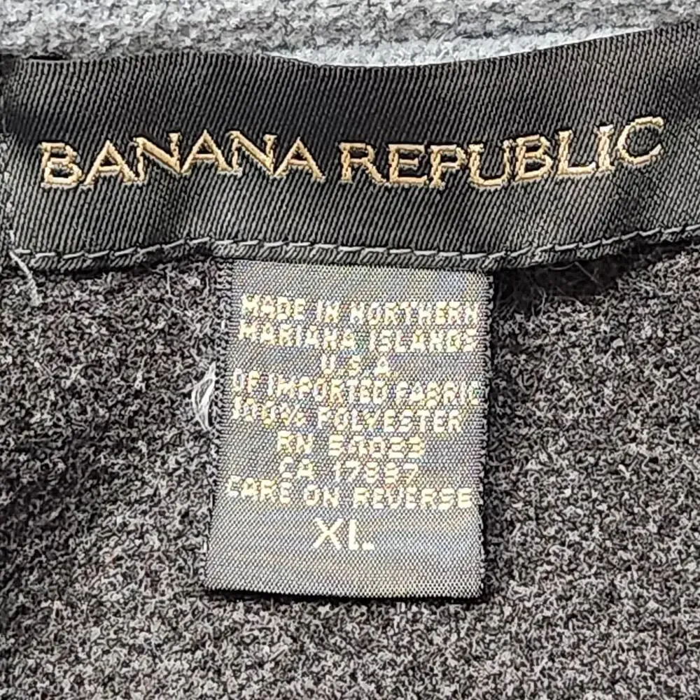 Banana Republic Vest Mens XL Blue Fleece Full Zip Stand Collar Lined Vintage